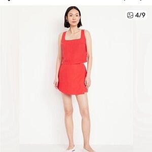 Red Sleeveless Crop Top & Mini Skirt Set